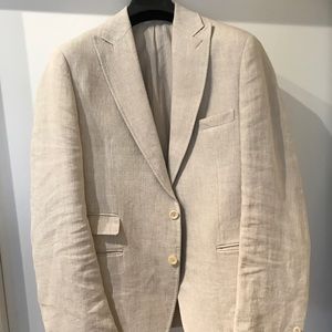 Billy Reid Peak Lapel Cream Linen Blazer - 44R